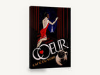 Coeur Night Window, retro paris cafe advertising poster, stretched canvas wall art print ready to hang