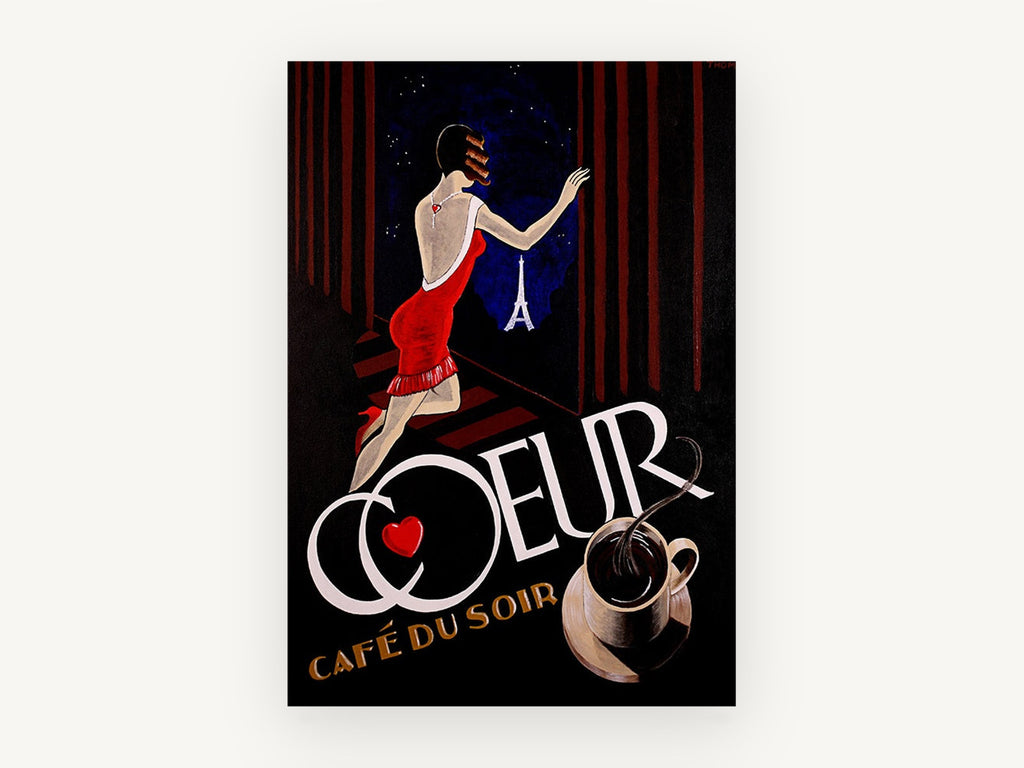 Coeur Night Window, vintage canvas wall art print, front view