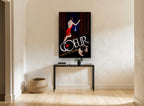 Coeur Night Window vintage canvas print on the wall of a hallway