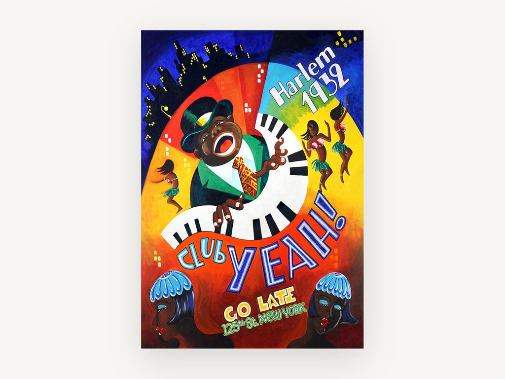 Club Yeah Harlem Nights, vintage canvas wall art print, front view