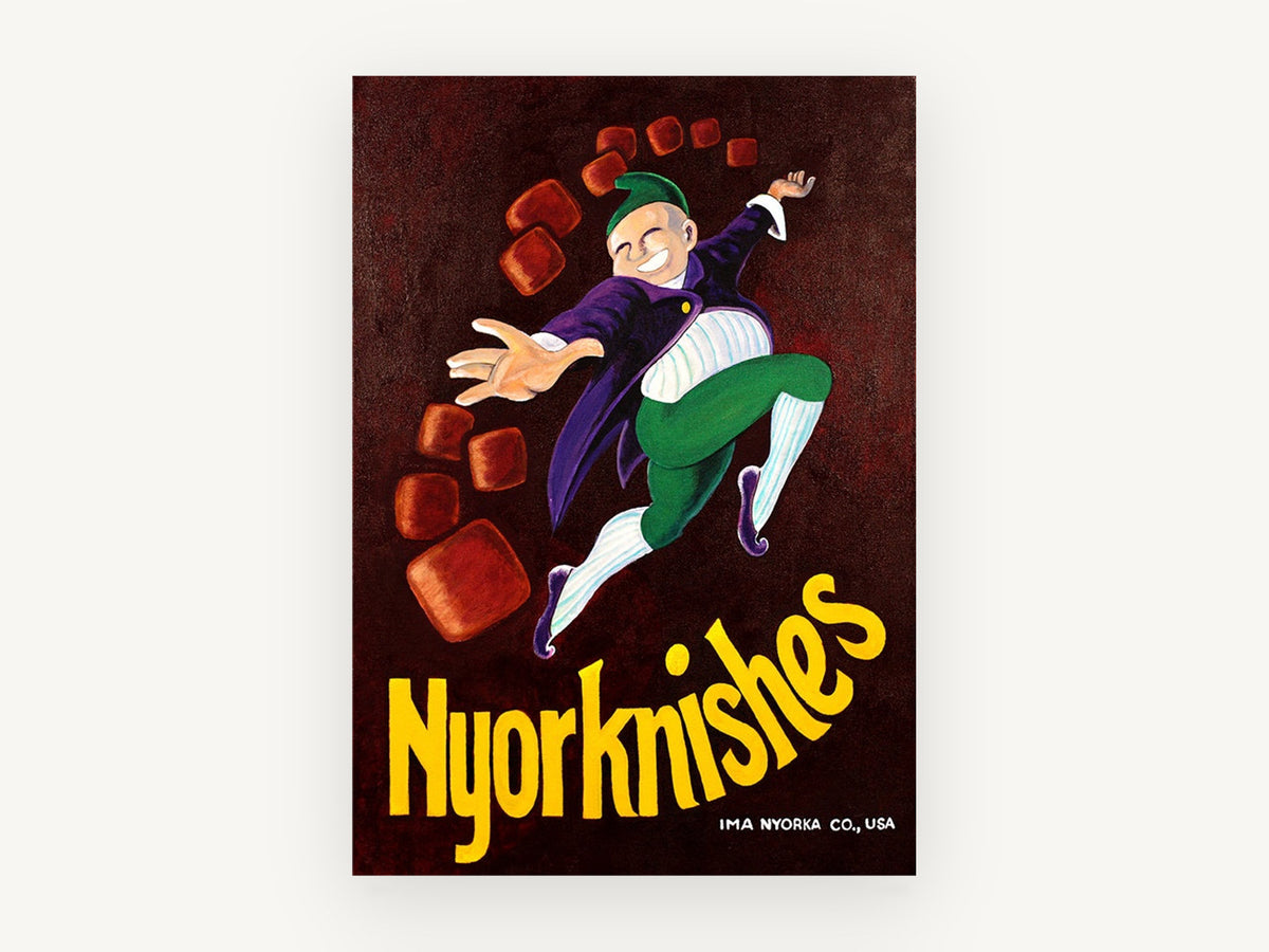 Leaping Knish Man, kitchen canvas wall art print, front view