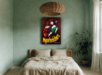 Leaping Nyorknishes Elf vintage canvas print on the wall of a bedroom
