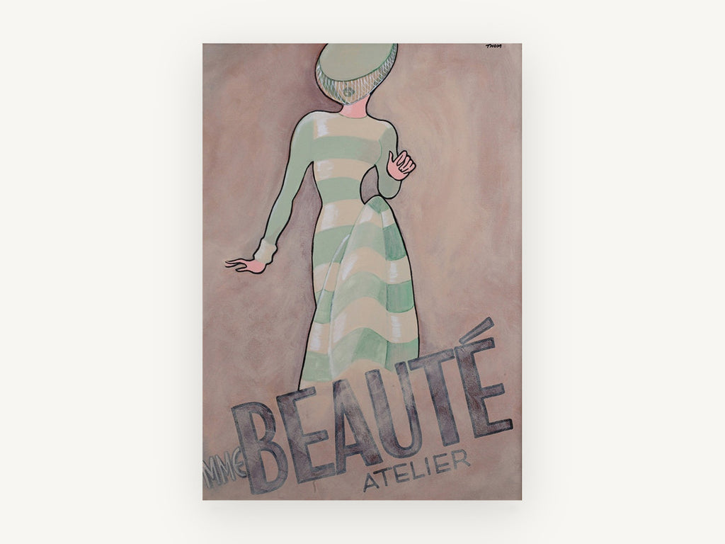 Mme Beauté Atelier, vintage canvas wall art print, front view