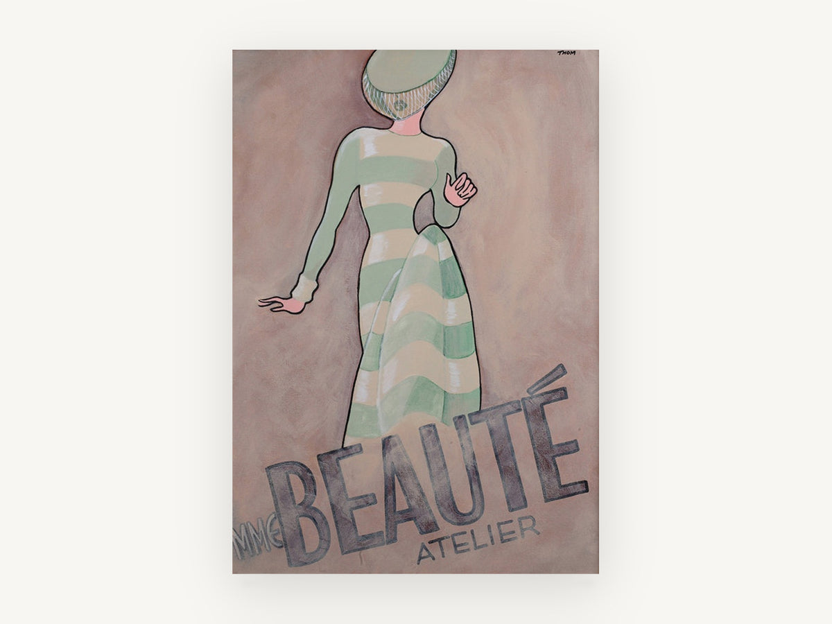 Mme Beauté Atelier, vintage canvas wall art print, front view