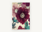 Burgundy Poppy Bloom, floral canvas wall art print, front view
