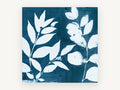 Indigo Leaf Silhouettes, floral canvas wall art print, front view