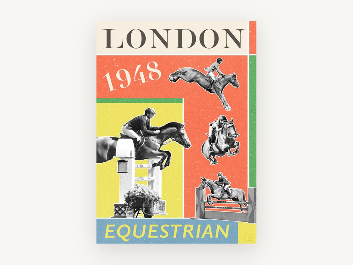 London Equestrian Jumpers, vintage canvas wall art print, front view