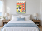 London Equestrian Jumpers vintage canvas print on the wall of a coastal bedroom