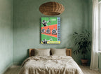 Los Angeles Archery 1984 vintage canvas print on the wall of a bedroom