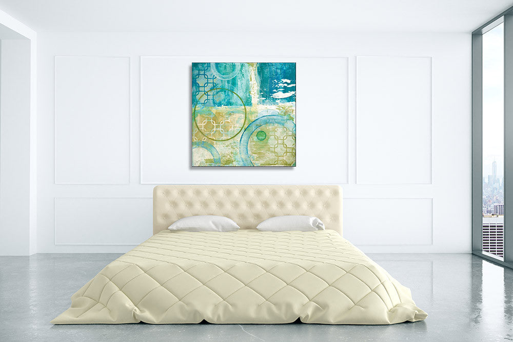 Teal Aire II Wall Art Print on the wall