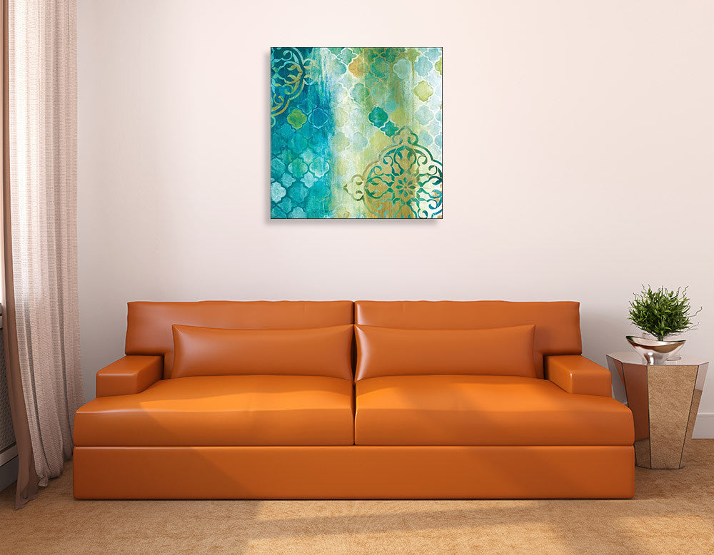  Teal Impression II Wall Art Print on the wall