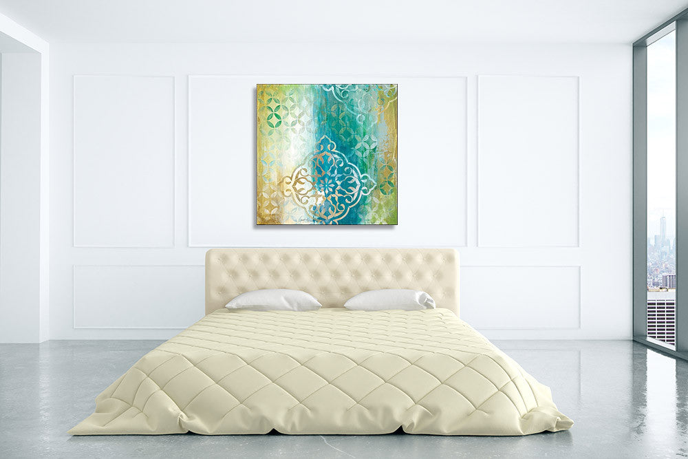 Teal Impression I Wall Art Print on the wall