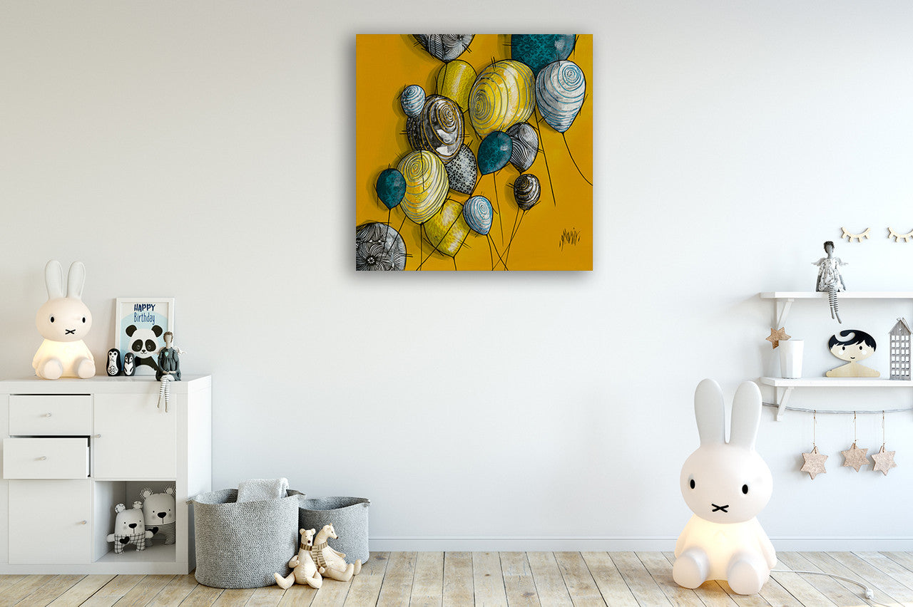 The Balloons Wall Art Print on the wall