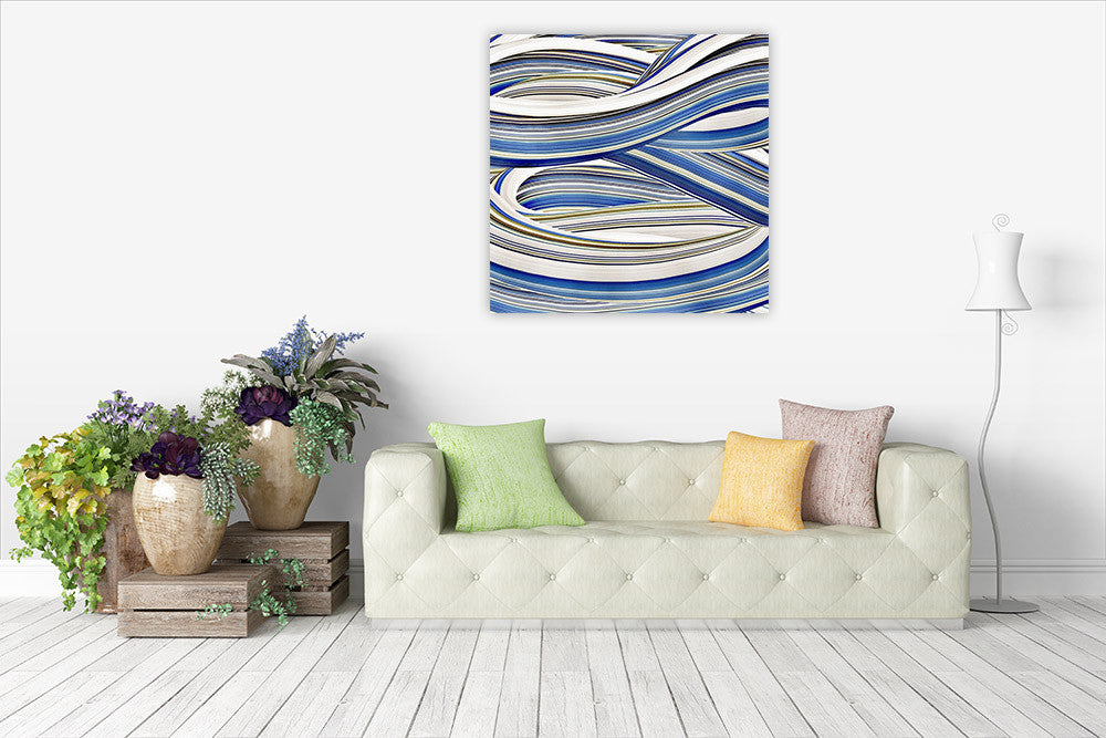 The Blue Swirls I Wall Art Print on the wall