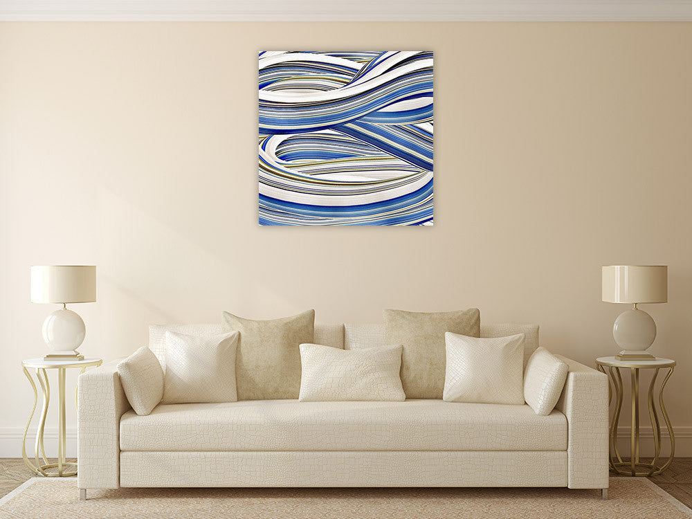 The Blue Swirls I Wall Art Print on the wall