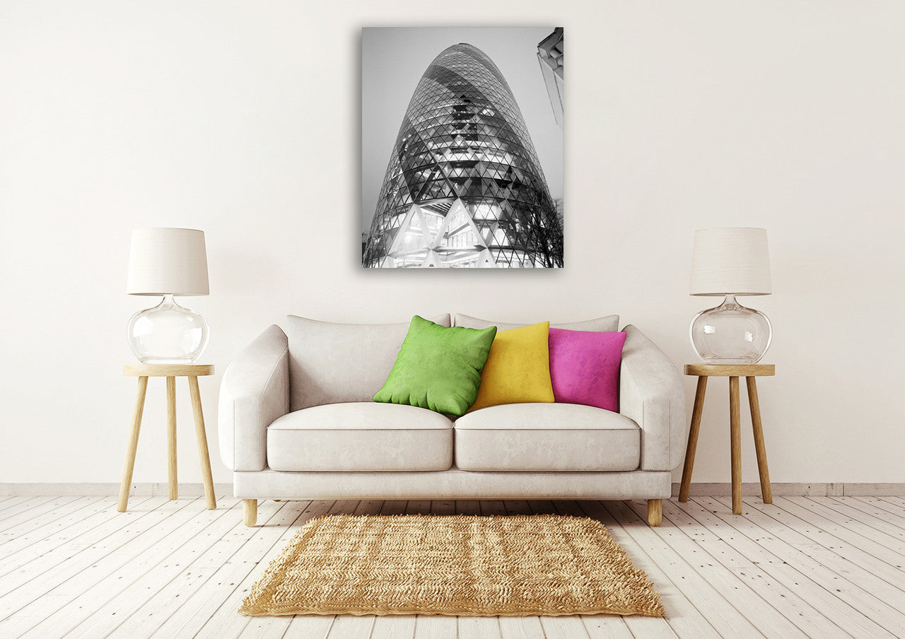 The London Gherkin at Night Wall Art Print on the wall