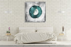 The Teal Half Moon Wall Art Print on the wall
