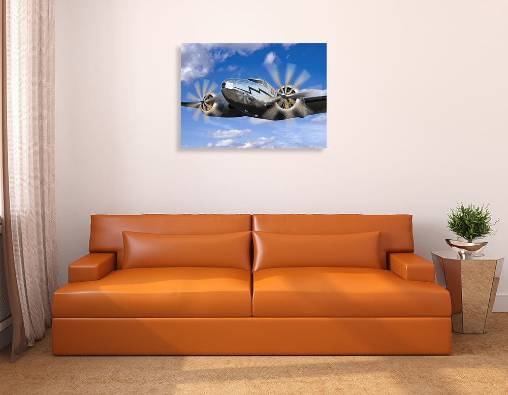 The Vintage Plane Wall Art Print on the wall