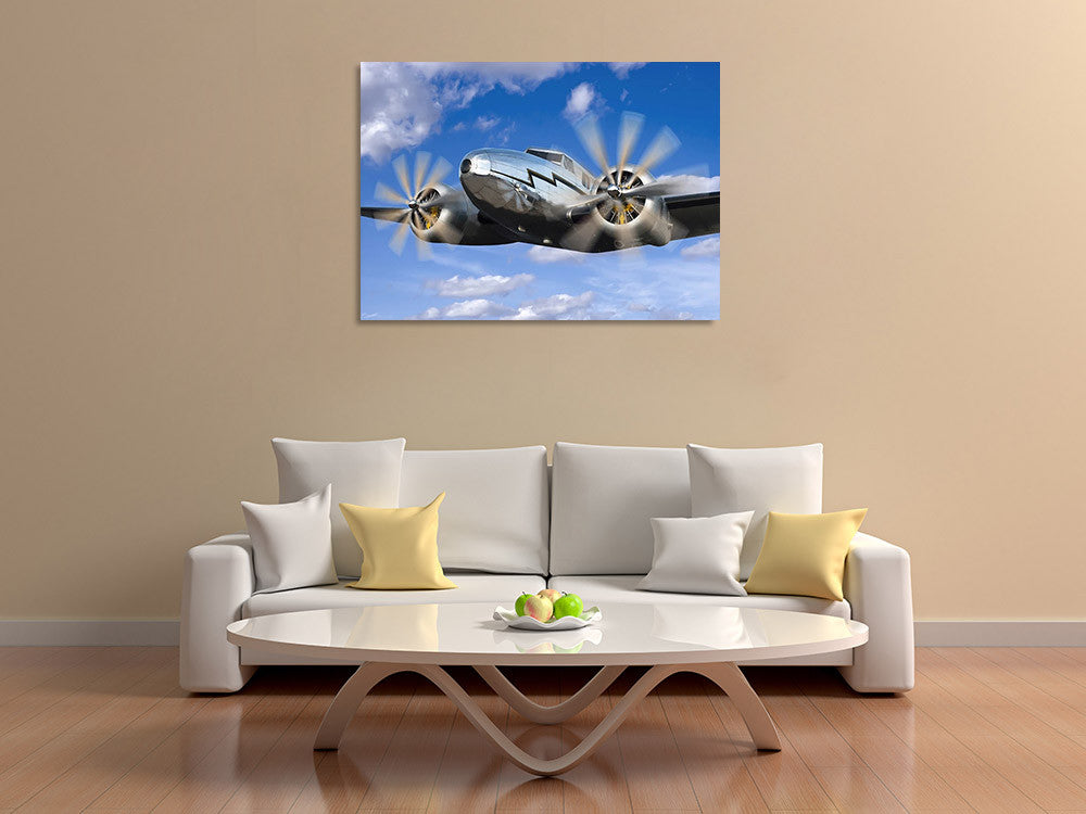 The Vintage Plane Wall Art Print on the wall