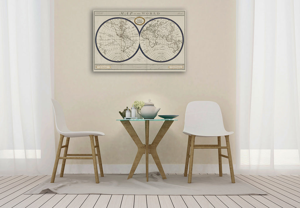 Torkingtons World Map Wall Art Print on the wall