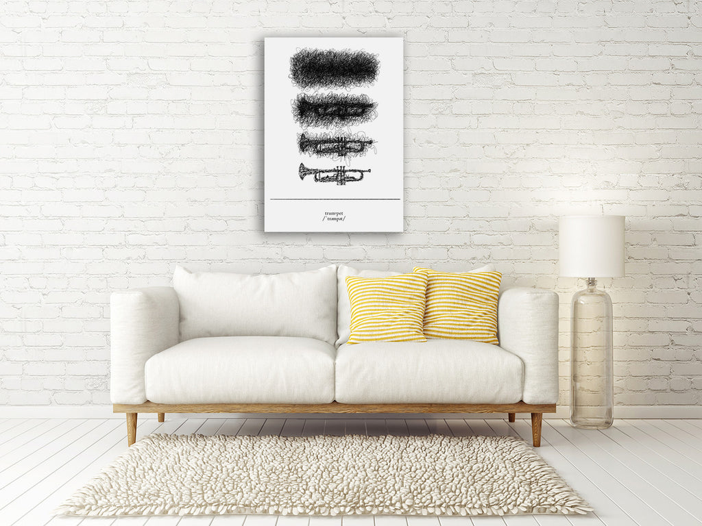 Trumpet Wall Art Print on the wall