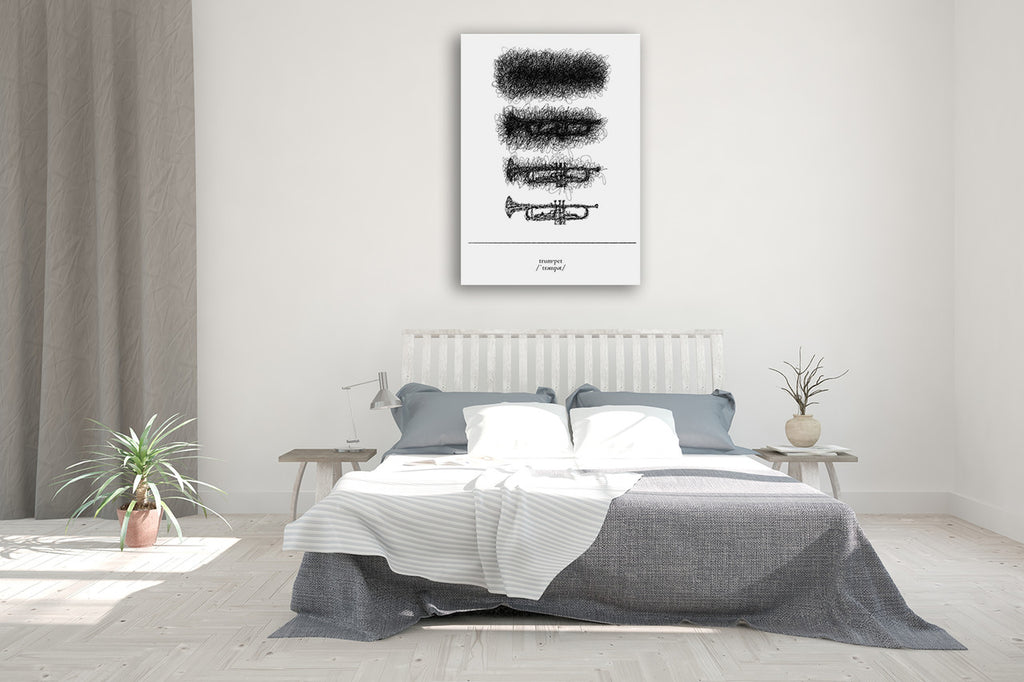 Trumpet Wall Art Print on the wall
