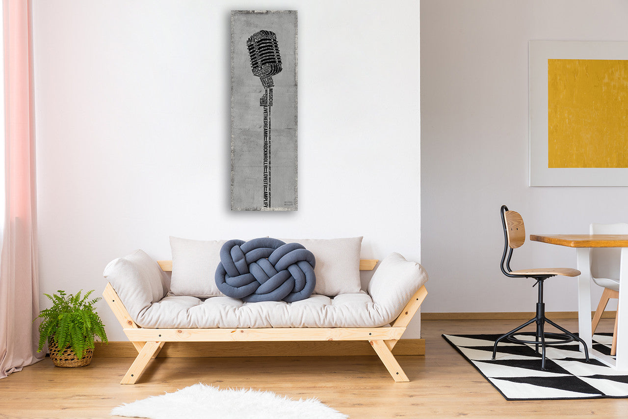 Type Mic Gray Wall Art Print on the wall
