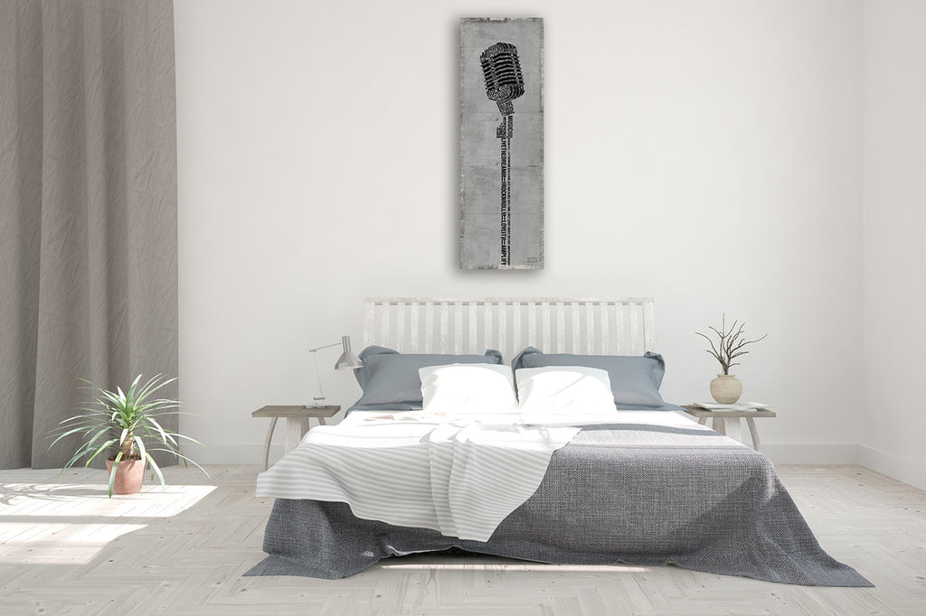Type Mic Gray Wall Art Print on the wall