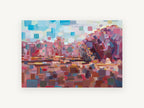 Pink Block Thicket, pink abstract landscape painting style, landscape canvas wall art print, front view
