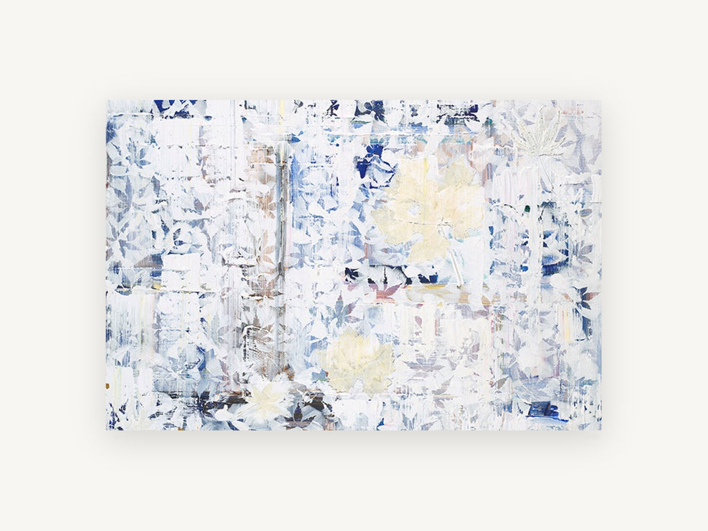 Faded Leaf Tiles, floral canvas wall art print, front view