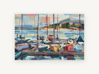 Marina Masts at Dusk, coastal canvas wall art print, front view