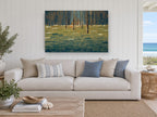 Twilight Trunk Clearing landscape canvas print on the wall of a beach house living room