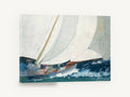 Heeling Under Full Sail, sailing yacht heeling seascape painting, coastal canvas wall art print ready to hang