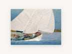 Sails Full Across Blue, coastal canvas wall art print, front view