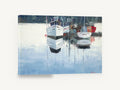 Still Harbour Moorings, moored boats harbour reflection painting, coastal canvas wall art print ready to hang