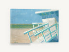 Lifeguard Tower Stairs, lifeguard tower beach painting, coastal canvas wall art print ready to hang