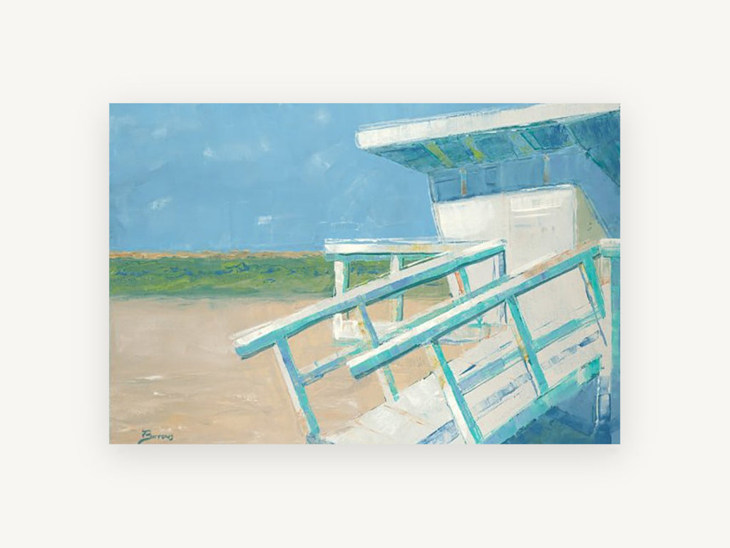 Lifeguard Tower Stairs, coastal canvas wall art print, front view