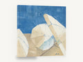 Umbrellas on Blue, coastal beach umbrellas canvas art, stretched canvas wall art print ready to hang
