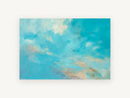 Birds Across Turquoise Sky, birds in turquoise sky painting, animal canvas wall art print, front view