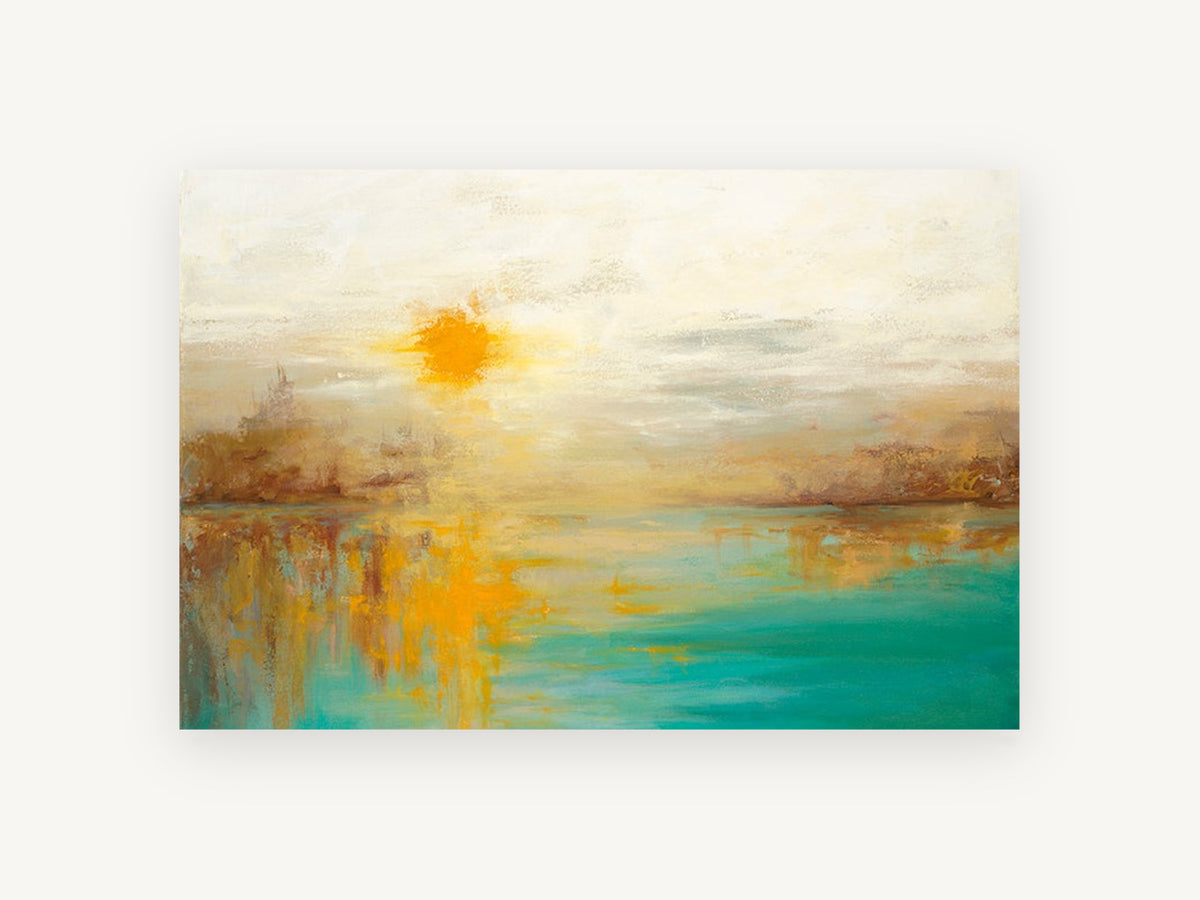 Amber Sun Lagoon, coastal canvas wall art print, front view