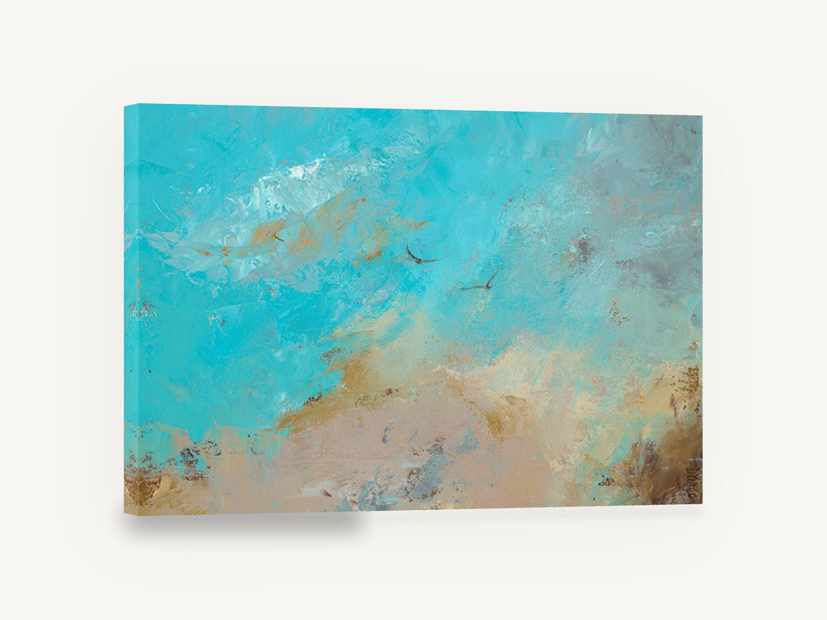 Two Birds Aloft, abstract coastal sky birds artwork, animal canvas wall art print ready to hang