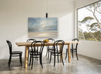 Soft Light Over Sands coastal canvas print on the wall of a dining room