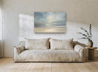Soft Light Over Sands coastal canvas print on the wall of a living room