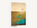 Lone Tree Teal Field, lone tree abstract landscape painting, landscape canvas wall art print ready to hang