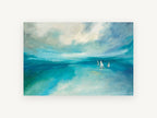 Three Sails Adrift, coastal canvas wall art print, front view