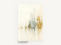 Two Horses Emerging, abstract horses gold and grey painting, animal canvas wall art print ready to hang