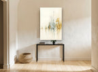 Two Horses Emerging animal canvas print on the wall of a hallway
