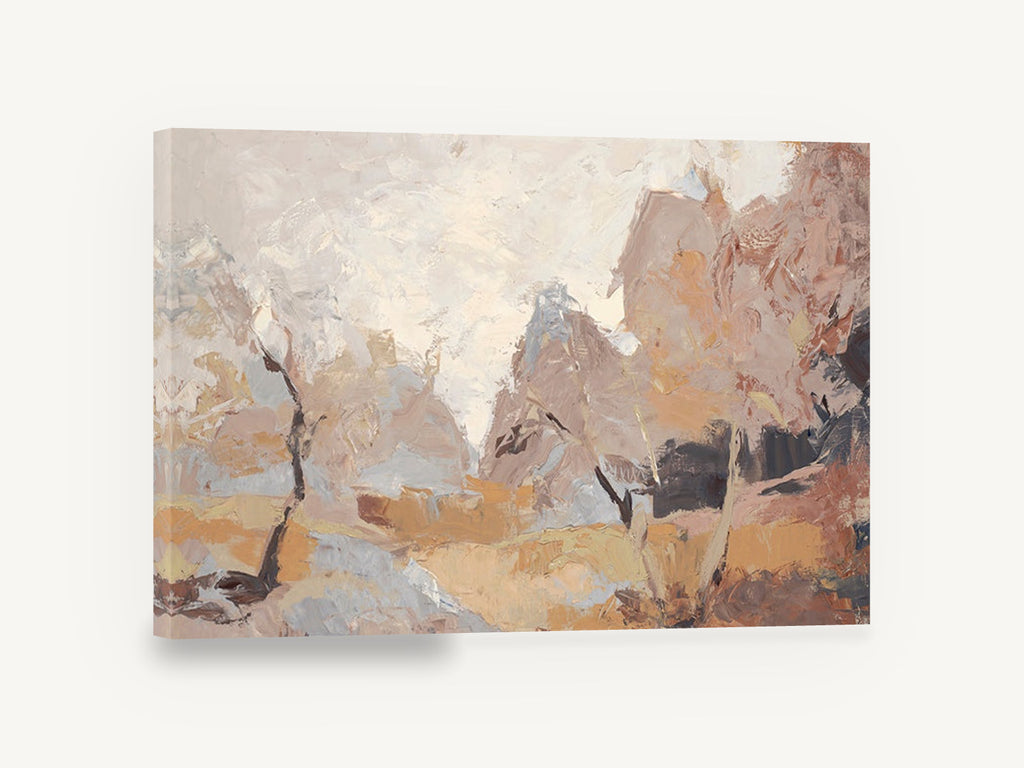 Dusty Ochre Clearing, abstract autumn clearing landscape painting, landscape canvas wall art print ready to hang