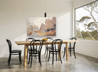 Dusty Ochre Clearing landscape canvas print on the wall of a dining room