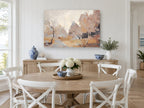 Dusty Ochre Clearing landscape canvas print on the wall of a Hamptons dining room